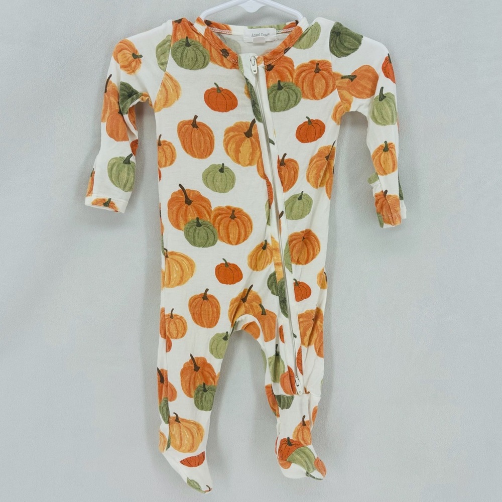 Angel Dear 0-3M Baby Girl Boy Unisex Orange Green Pumpkins Footie Onesie